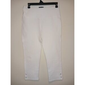 Athena Marie Womens Medium Elastic Waist Pull On Solid White Cropped Capri Pants
